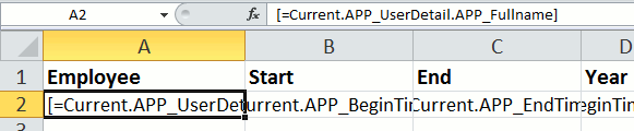 TCQL Formulas in the Template