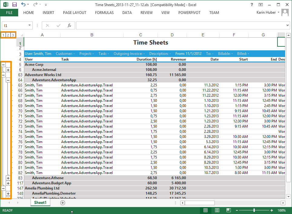 Grouping in Excel