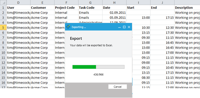 Export to Microsoft Office Excel