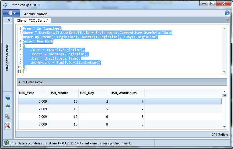 Summing up the time of timesheets, grouping per day