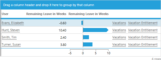 Data bars in remaining leave list