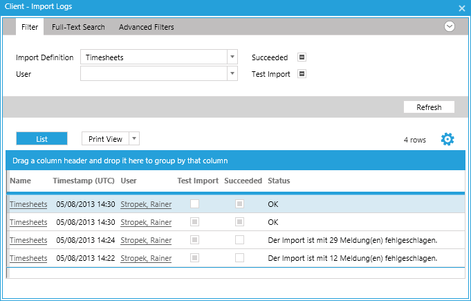 Import Logs