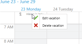 Edit vacation in time tracking calendar