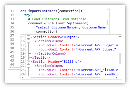 Customize lists and forms, add new properties and relations to the data model and access all data in Iron Python or .NET.