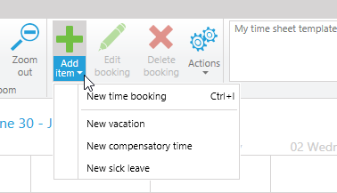 Add vacations in time tracking calendar